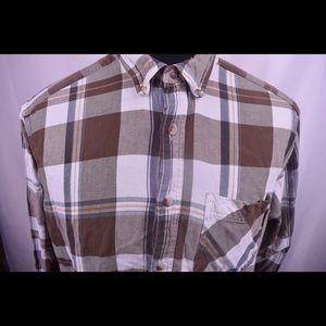 Woolrich Mens XL Slim Fit Flannel Shirt Tan Plaid